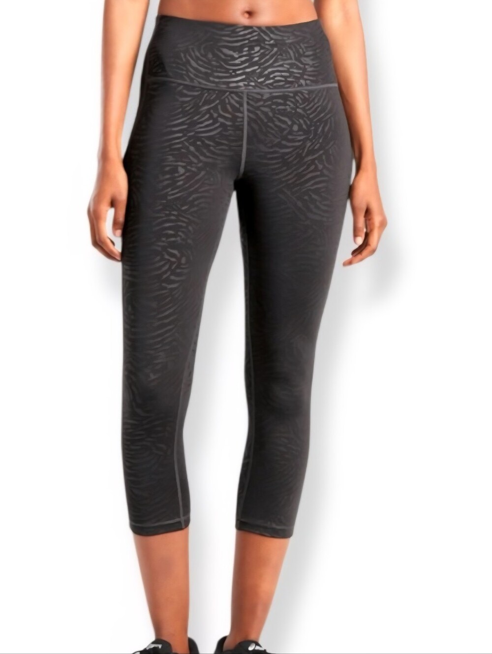 Athleta Ultimate Stash Pocket Embossed Capri Women's Small S Black Grey Athletic - Picture 1 of 12